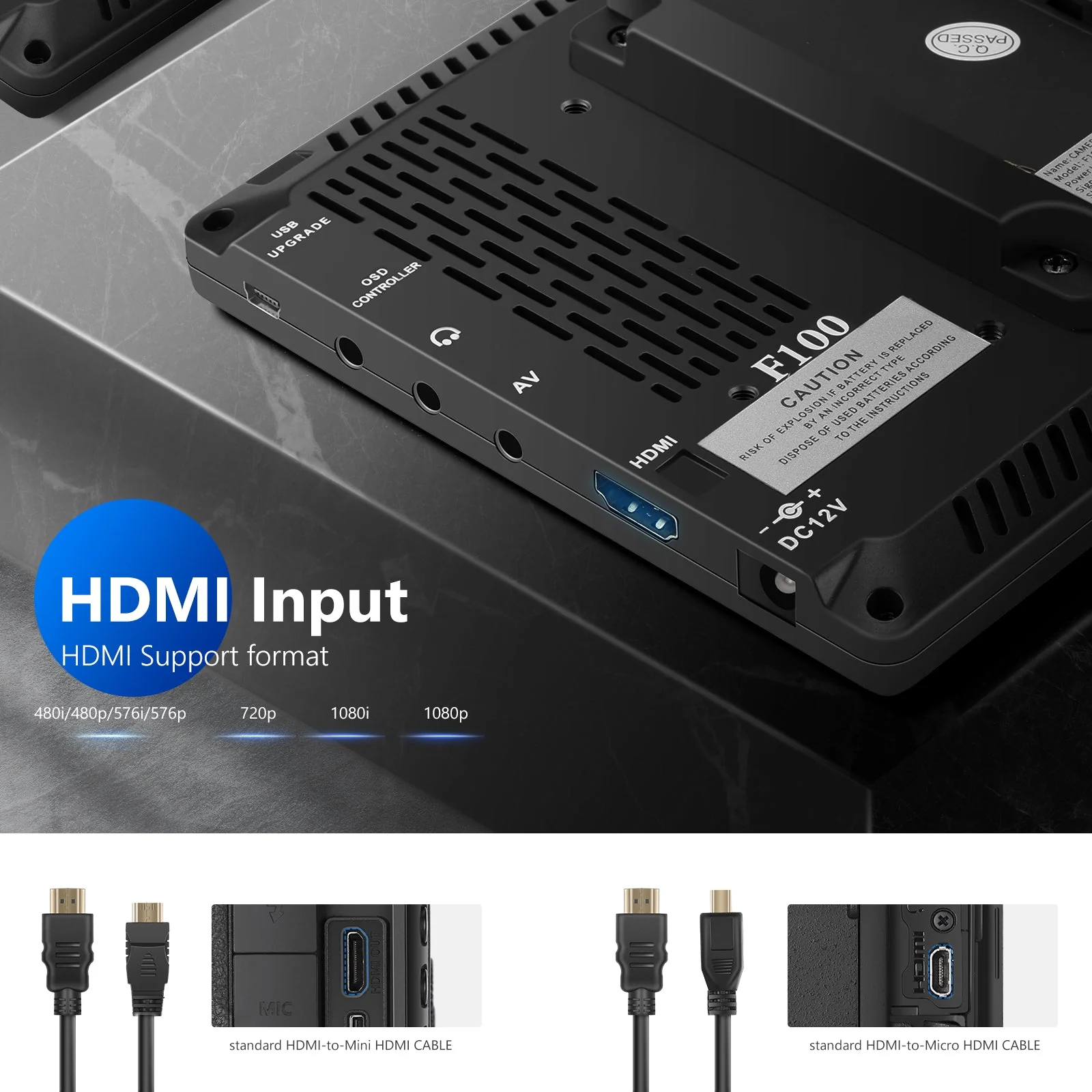 NEEWER F100 7 Inch HD Camera Field Monitor Kit - Image 4