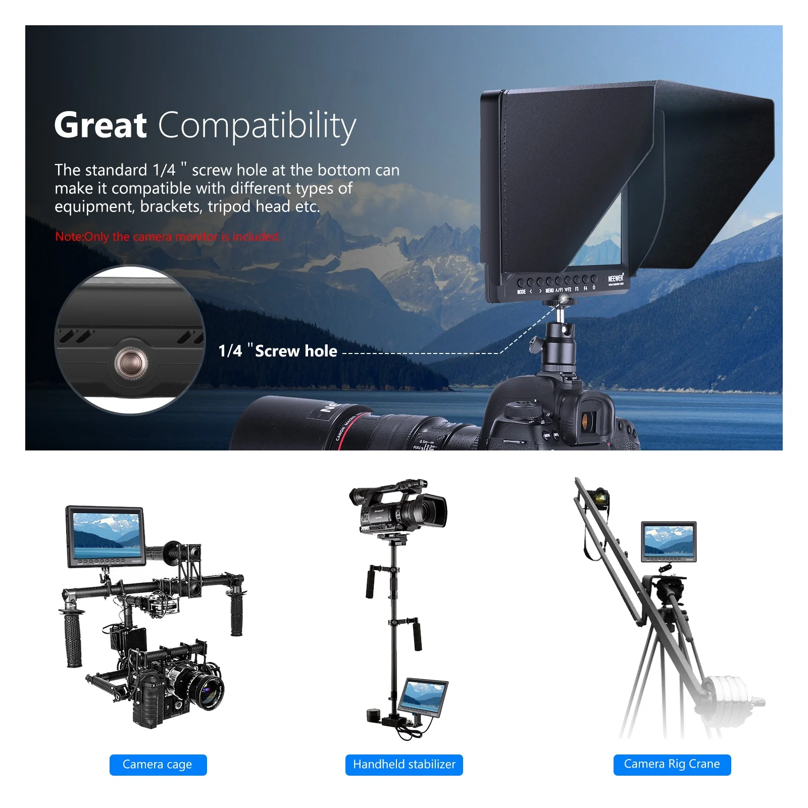 NEEWER F100 7 Inch HD Camera Field Monitor Kit - Image 5